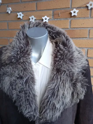 Abrigo Cuero Vintage Marrón y Gris talla S y M