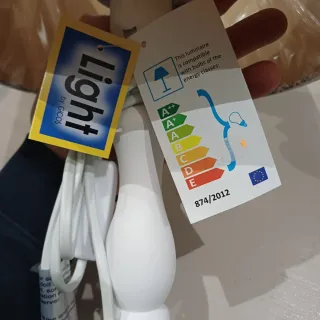 Coppia Lampade Shabby Chic Tessuto e Legno