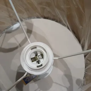 Coppia Lampade Shabby Chic Tessuto e Legno