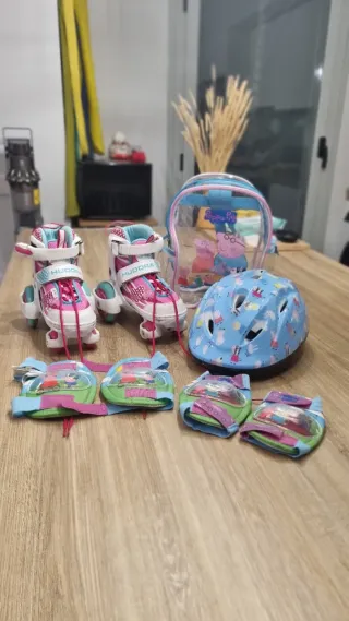 Patines HUDORA Talla 30-33 + Casco Peppa Pig