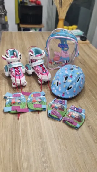 Patines HUDORA Talla 30-33 + Casco Peppa Pig