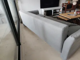 Sofá 3 plazas tela beige/gris