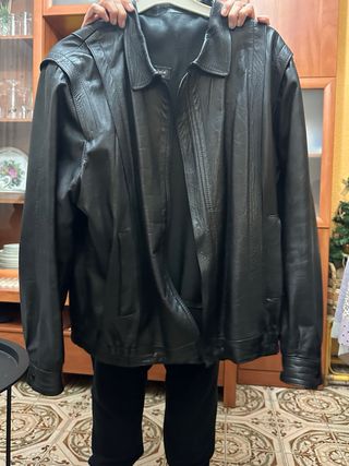 Chaqueta Cuero Vintage J. García Negra