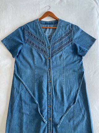 Vestido Vaquero Vintage Bordado | Boho Años 90