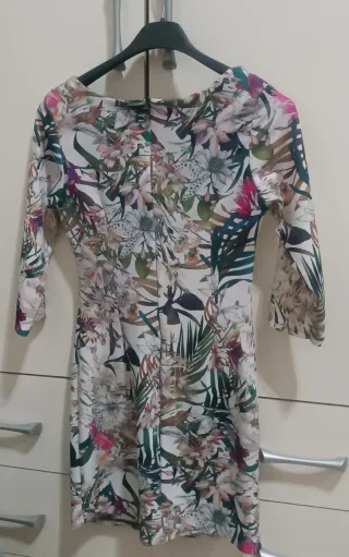 Mini abito floreale tropicale con zip