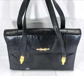 Borsa vintage pelle nera anni '60
