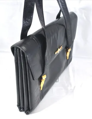 Borsa vintage pelle nera anni '60