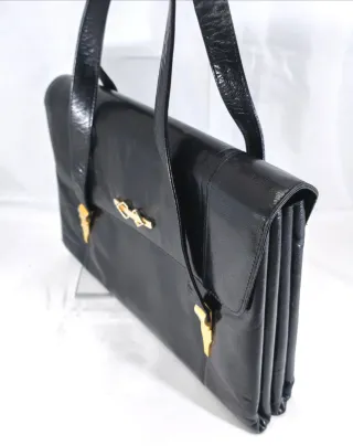 Borsa vintage pelle nera anni '60