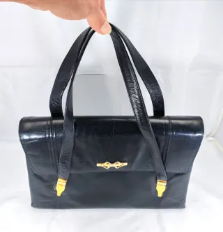 Borsa vintage pelle nera anni '60