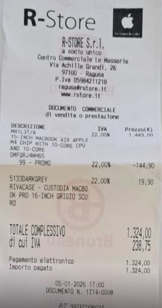 Apple MacBook M4 15 pollici