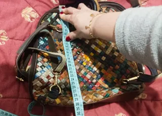 Mochila Piel Auténtica Entrelazada Multicolor