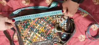 Mochila Piel Auténtica Entrelazada Multicolor