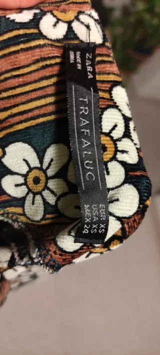 Vestido corto pana estampado floral Talla XS