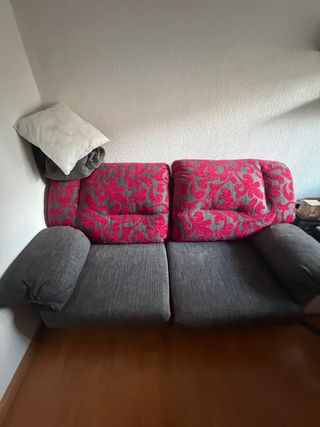 Sofá Cama Gris y Rosa