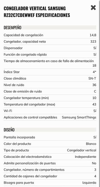 Congelador Vertical Samsung Blanco