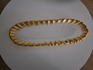 Bandeja decorativa vidrio borde dorado