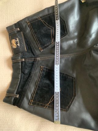 Pantalón mujer cuero y ante sintético negro