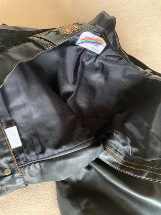 Pantalón mujer cuero y ante sintético negro