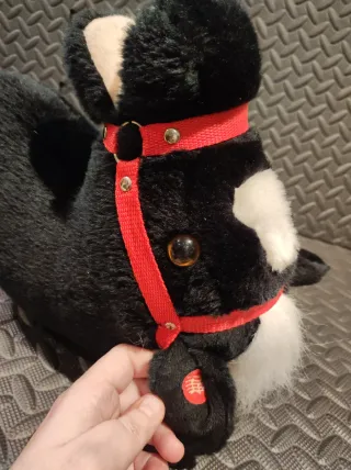 Caballito de palo negro y blanco