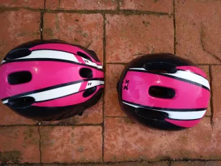 2 Cascos Bicicleta Niños Rosa y Negro