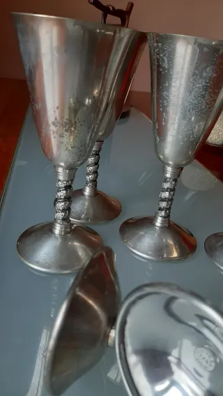 6 copas metal chapado plata E.P.B. Vintage