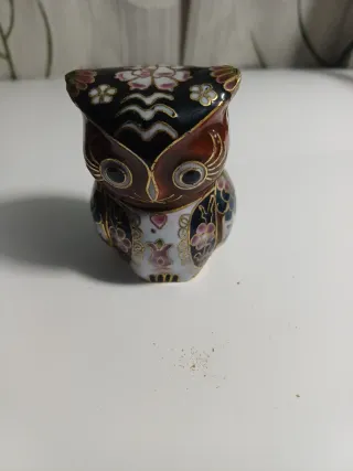 Statuina gufo portafortuna smaltato anni'70