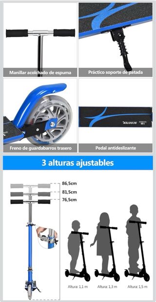 Patinete Scooter Infantil 3 Alturas Ajustables