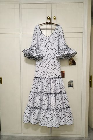 Traje Canastero Flamenca Lunares Blanco/Negro