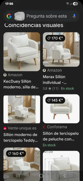 Sillón tapizado beige y blanco