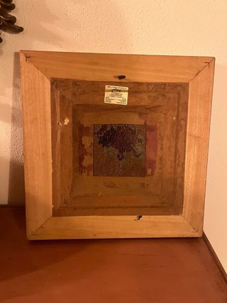 Cuadro al óleo flores marco dorado