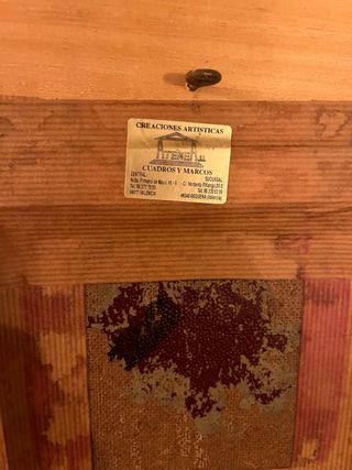 Cuadro al óleo flores marco dorado