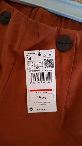 Shorts Pantalones cortos color teja mujer talla 34