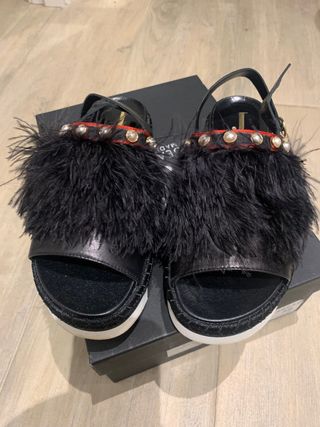 Sandalias Jeannot Talla 38 Pelo Negro