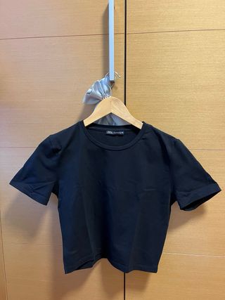 Camiseta Zara Negra Básica Talla XS