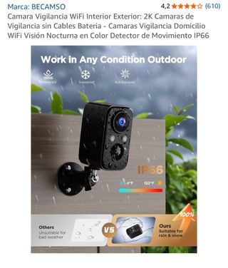 Cámara Vigilancia BECAMSO WiFi 2K Exterior