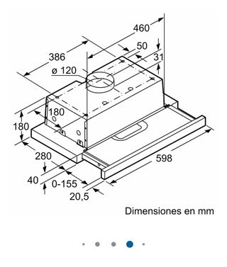 Campana extractora Bosch telescópica. Color plata