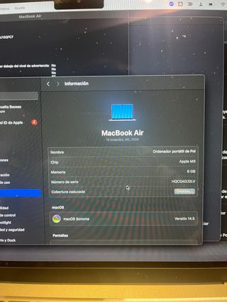 MacBook Air M3 8GB RAM Plata