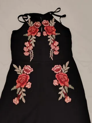 Mono gasa bordado flores negro