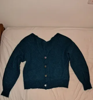 Jersey verde azulado de alpaca y lana