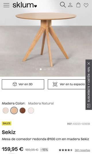 Mesa redonda de madera