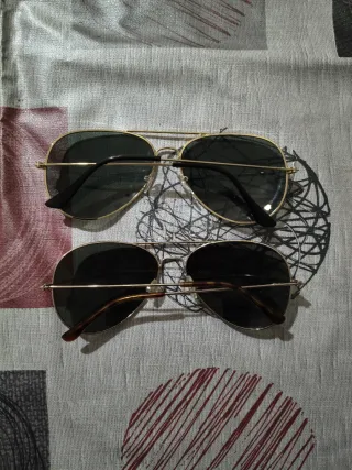 2 Gafas de sol aviador doradas y plateadas