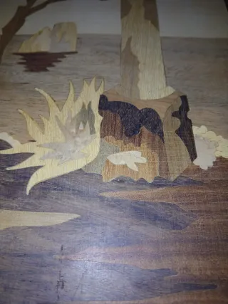 Quadro in legno intagliato paesaggio marino