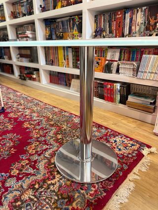 Mesa redonda cristal 90cm metal