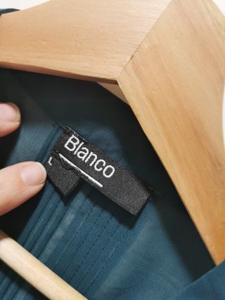 Blusa azul verde bordada Talla L