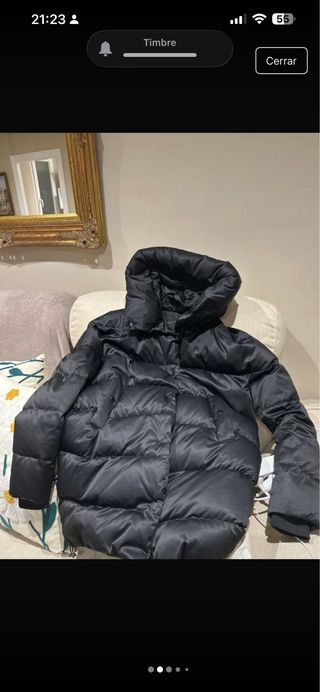 Abrigo Zara Negro Plumas