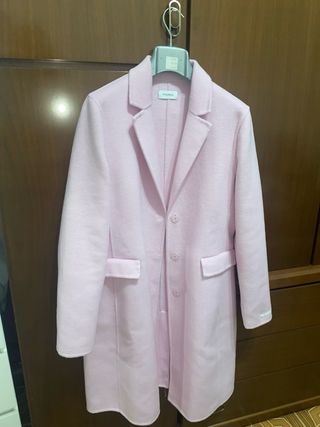 Cappotto Motivi rosa pastello lana rifinito a mano