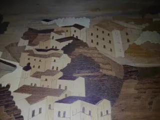 Quadro in legno intarsiato paesaggio