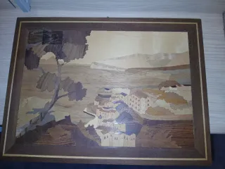 Quadro in legno intarsiato paesaggio
