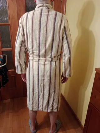 Albornoz Unisex Rayas Beige y Marrón