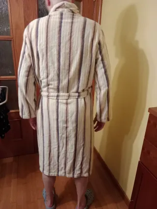 Albornoz Unisex Rayas Beige y Marrón